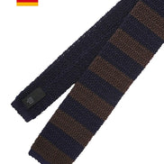 Tie German Collection Knit Ascot Brown/Navy Stripe ASOS024AMB