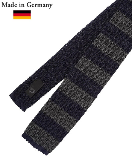 Tie German Collection Knit Ascot Black/Olive Stripe ASOS027AMB