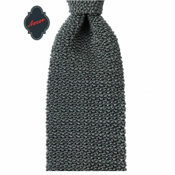 Tie German Collection Knit Ascot Steel Grey ASKS017AAS / ASPS017AMS