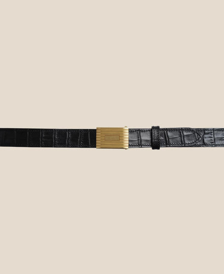 Engine Turned 可拆滑動扣皮帶 Black / Brown