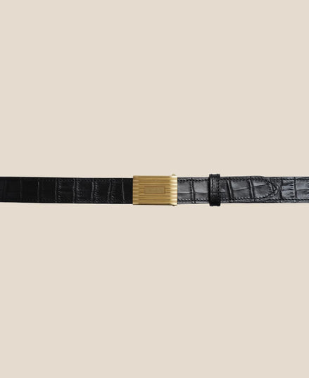 Engine Turned 可拆滑動扣皮帶 Black / Brown