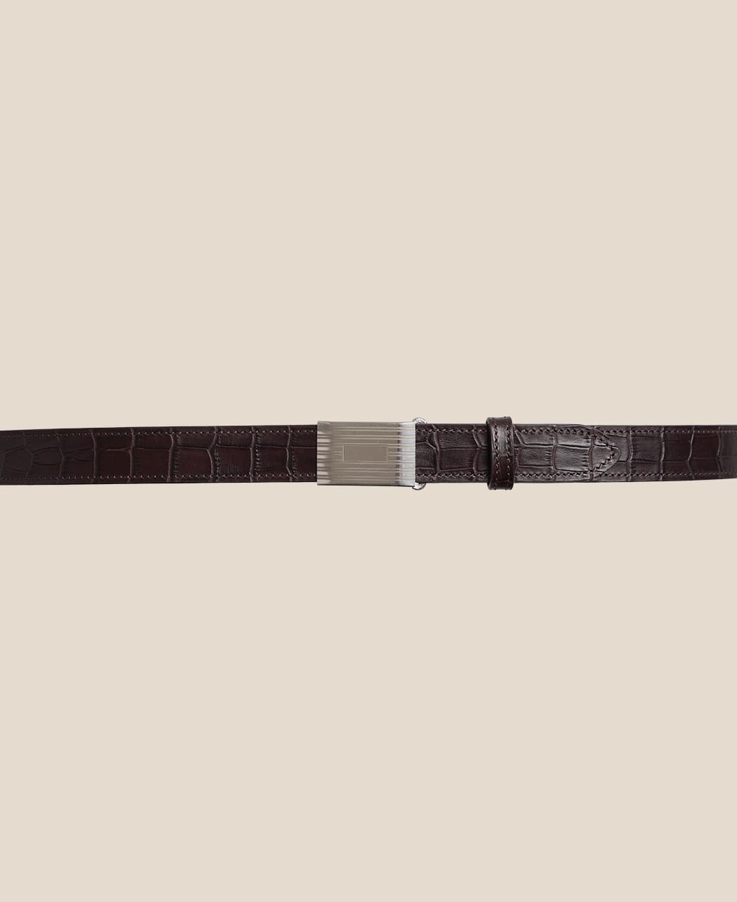 Engine Turned 可拆滑動扣皮帶 Black / Brown