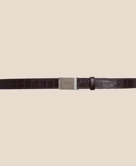 Engine Turned 可拆滑動扣皮帶 Black / Brown