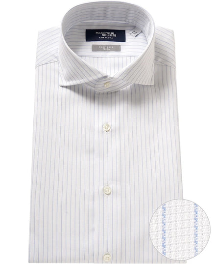 Tokyo Slim Fit - 溫莎領 Panama Mesh 免燙條紋襯衫｜藍色