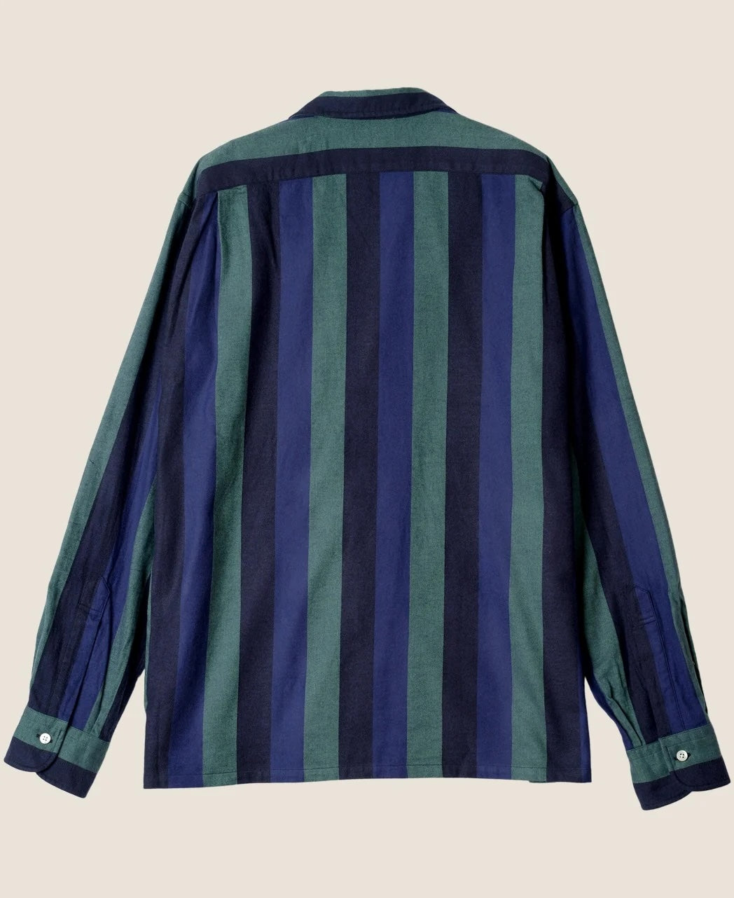 Kamakura Classics 粗條紋棉法蘭絨開領襯衫
