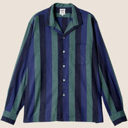 Kamakura Classics 粗條紋棉法蘭絨開領襯衫