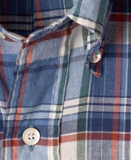 Vintage Ivy 有機印度棉 Madras 格紋鈕扣領襯衫｜多色格紋｜GQ101023