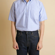 Vintage Ivy 藍色 Oxford 套頭鈕扣領襯衫