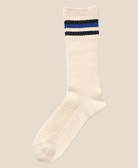 Vintage Ivy 三線中筒棉襪 Black/Blue