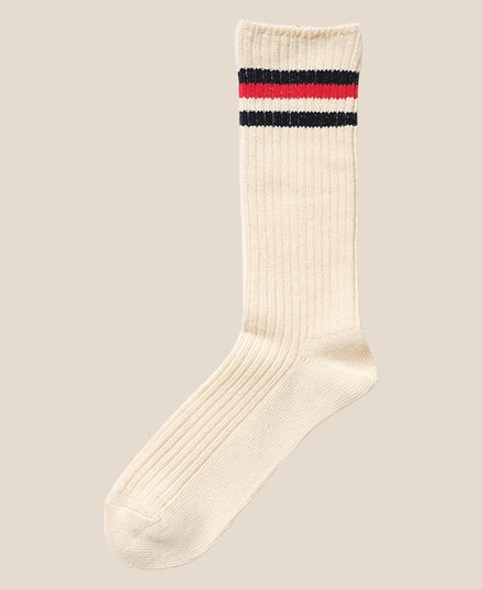 Vintage Ivy 三線中筒棉襪 Black/Red