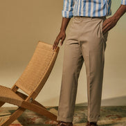 Classic Cut Ivy 高捻棉斜紋長褲 Beige