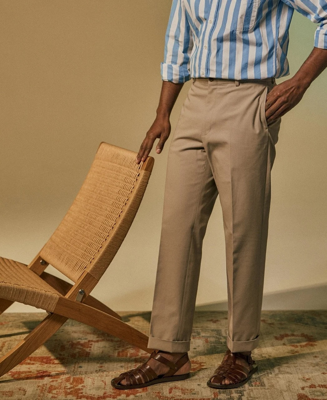 Classic Cut Ivy 高捻棉斜紋長褲 Beige
