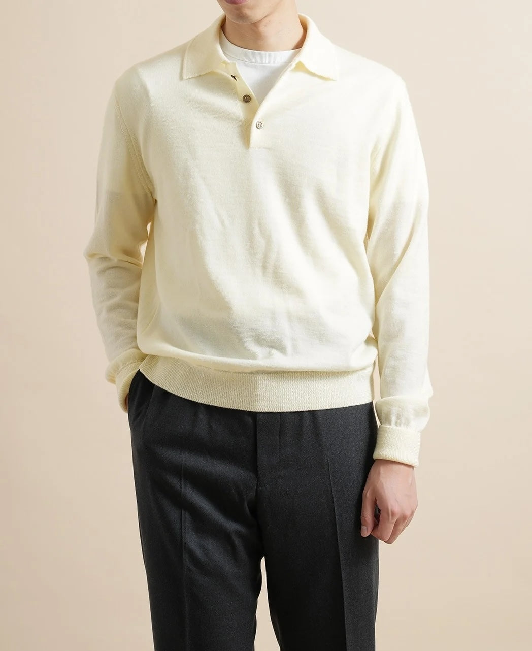 Kamakura Classics 12G 羊毛長袖 Polo White