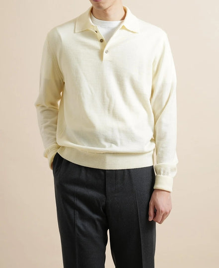 Kamakura Classics 12G 羊毛長袖 Polo White