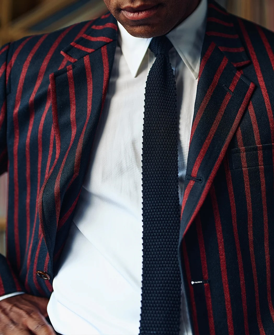 Vintage Ivy Black Knit Tie KMCL011AMS