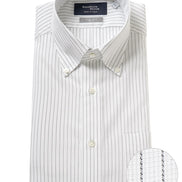 Tokyo Slim Fit - 鈕扣領 Panama Mesh 免燙條紋襯衫｜黑色