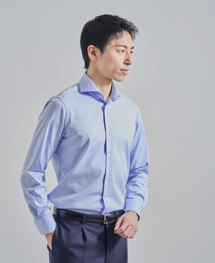 Tokyo Slim Fit - 寬角領斜紋布免燙襯衫