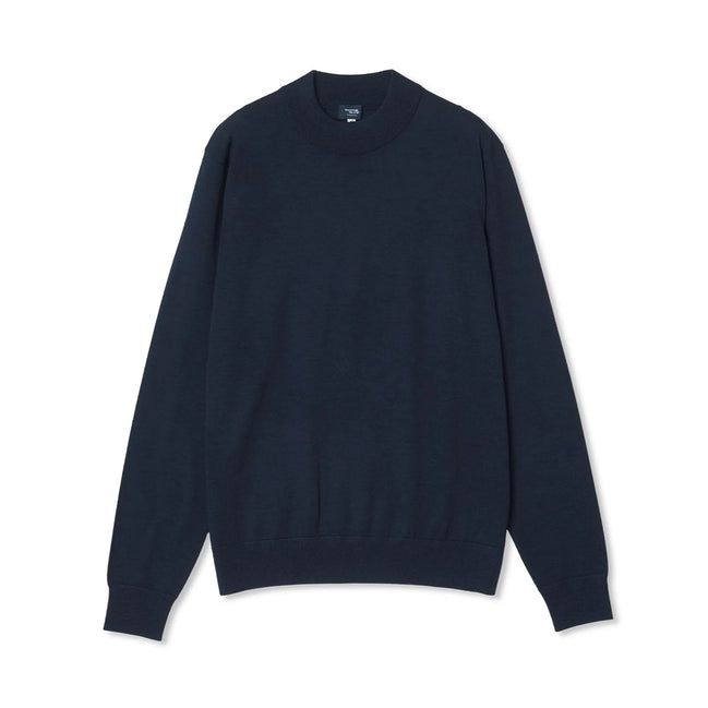 FF30G Super 120 美麗諾羊毛立領毛衣 Navy
