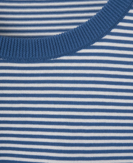 高捻棉抗菌除臭滾邊針織 T-Shirt  Blue