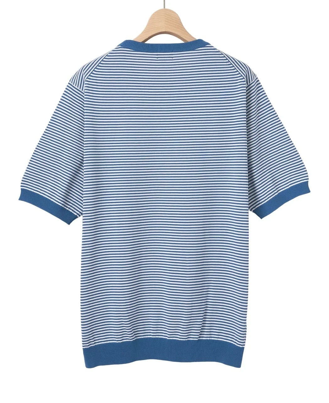 高捻棉抗菌除臭滾邊針織 T-Shirt  Blue