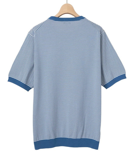 高捻棉抗菌除臭滾邊針織 T-Shirt  Blue
