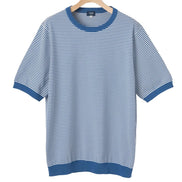 高捻棉抗菌除臭滾邊針織 T-Shirt  Blue