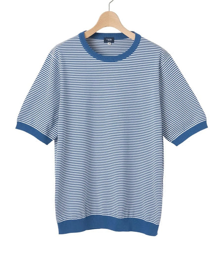 高捻棉抗菌除臭滾邊針織 T-Shirt  Blue