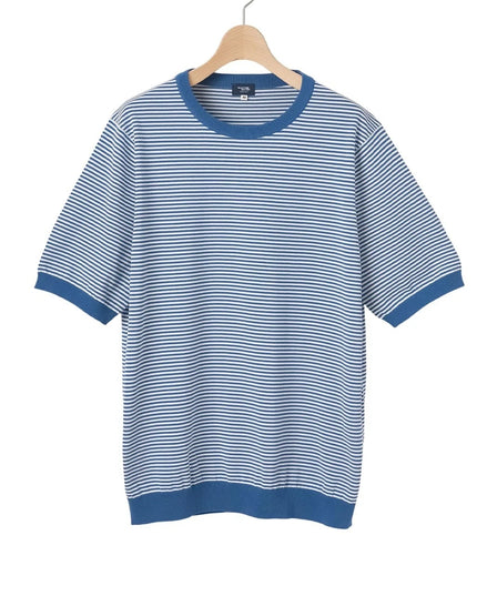 高捻棉抗菌除臭滾邊針織 T-Shirt  Blue