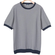 高捻棉抗菌除臭滾邊針織 T-Shirt  Navy