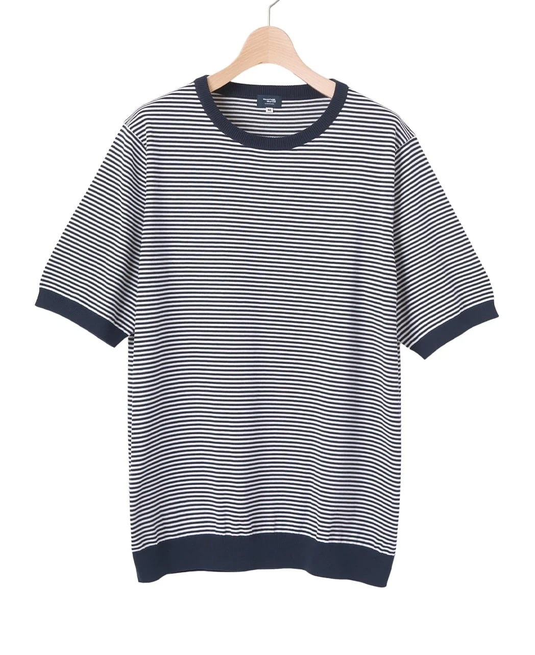 高捻棉抗菌除臭滾邊針織 T-Shirt  Navy