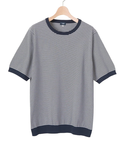 高捻棉抗菌除臭滾邊針織 T-Shirt  Navy