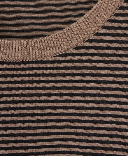 高捻棉抗菌除臭滾邊針織 T-Shirt Brown