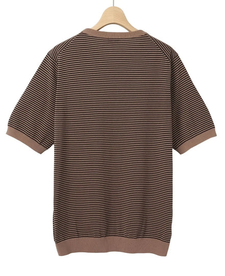 高捻棉抗菌除臭滾邊針織 T-Shirt Brown