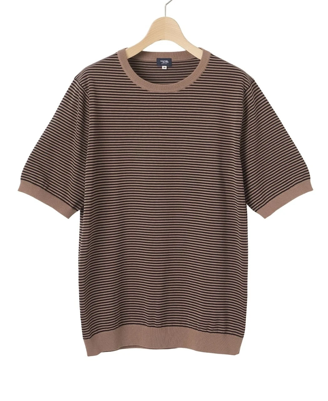 高捻棉抗菌除臭滾邊針織 T-Shirt Brown