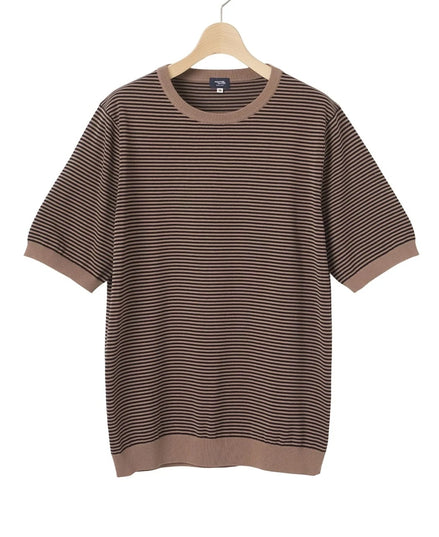 高捻棉抗菌除臭滾邊針織 T-Shirt Brown