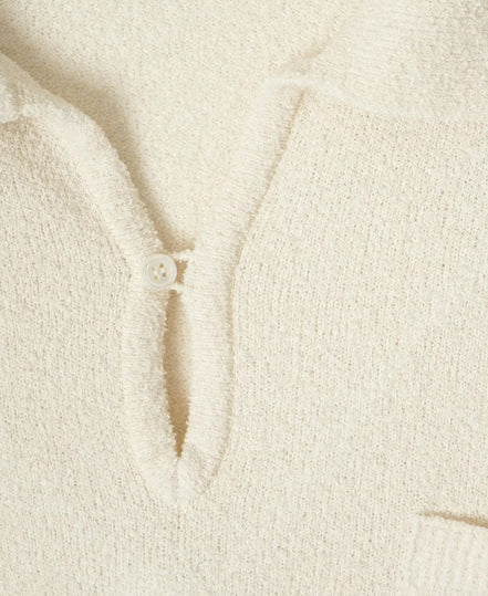Bouclé Skipper 針織 Polo 衫 White