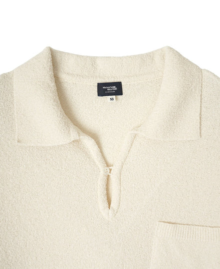 Bouclé Skipper 針織 Polo 衫 White