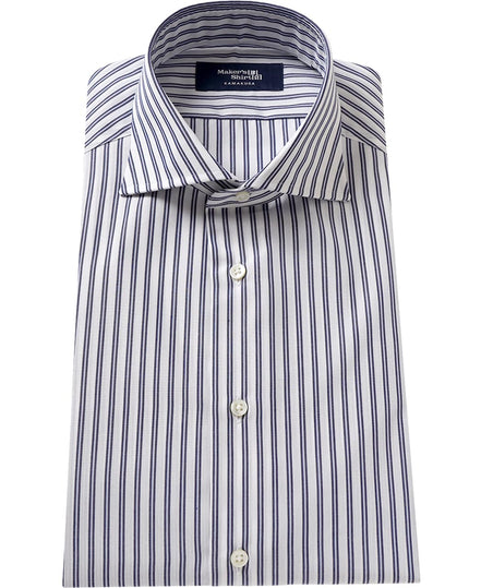 Tokyo Slim Fit - 義式寬角領府綢棉條紋襯衫