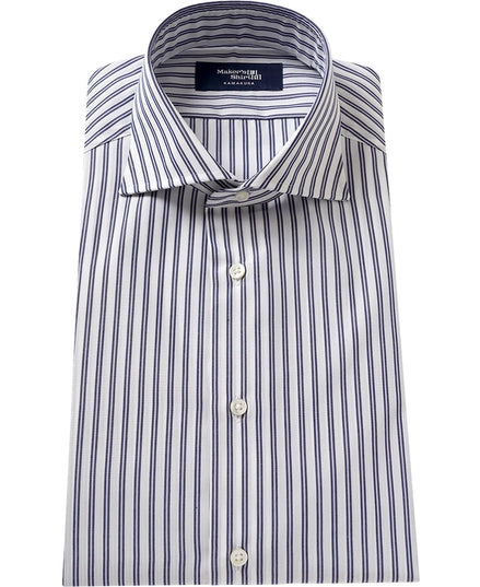 Tokyo Slim Fit - 義式寬角領府綢棉條紋襯衫