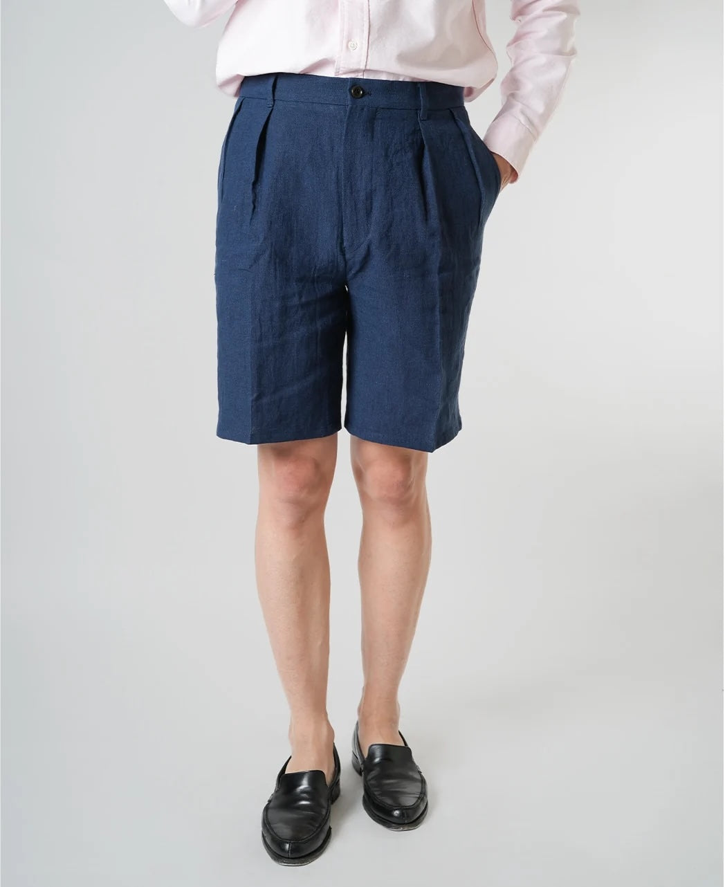 Extra Heavy Linen 雙摺短褲 Navy