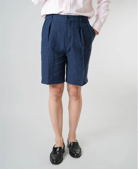 Extra Heavy Linen 雙摺短褲 Navy