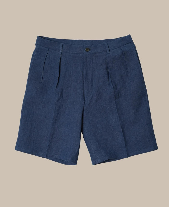 Extra Heavy Linen 雙摺短褲 Navy