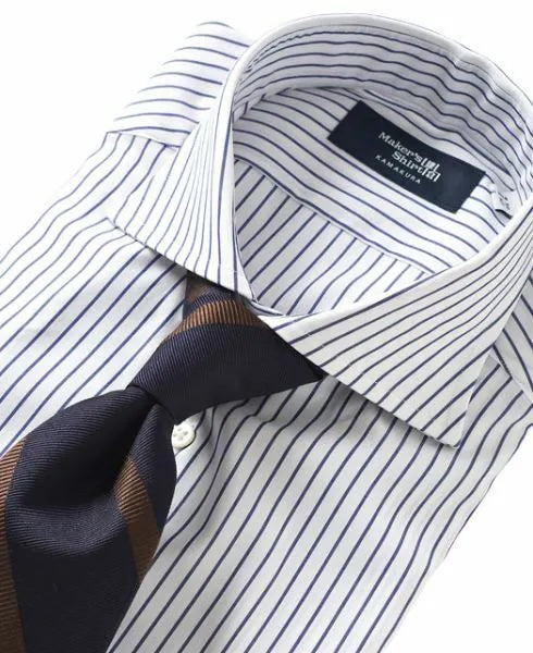 Tokyo Slim Fit - 義式寬角領鉛筆條紋襯衫