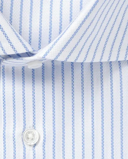 Tokyo Slim Fit - 義式寬角領海島棉皇家牛津布條紋襯衫｜藍色