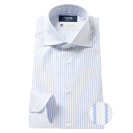 Tokyo Slim Fit - 義式寬角領海島棉皇家牛津布條紋襯衫｜藍色