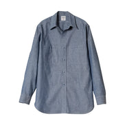Vintage 海軍藍 Chambray 直領襯衫