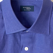比利時亞麻休閒襯衫休閒襯衫 Indigo