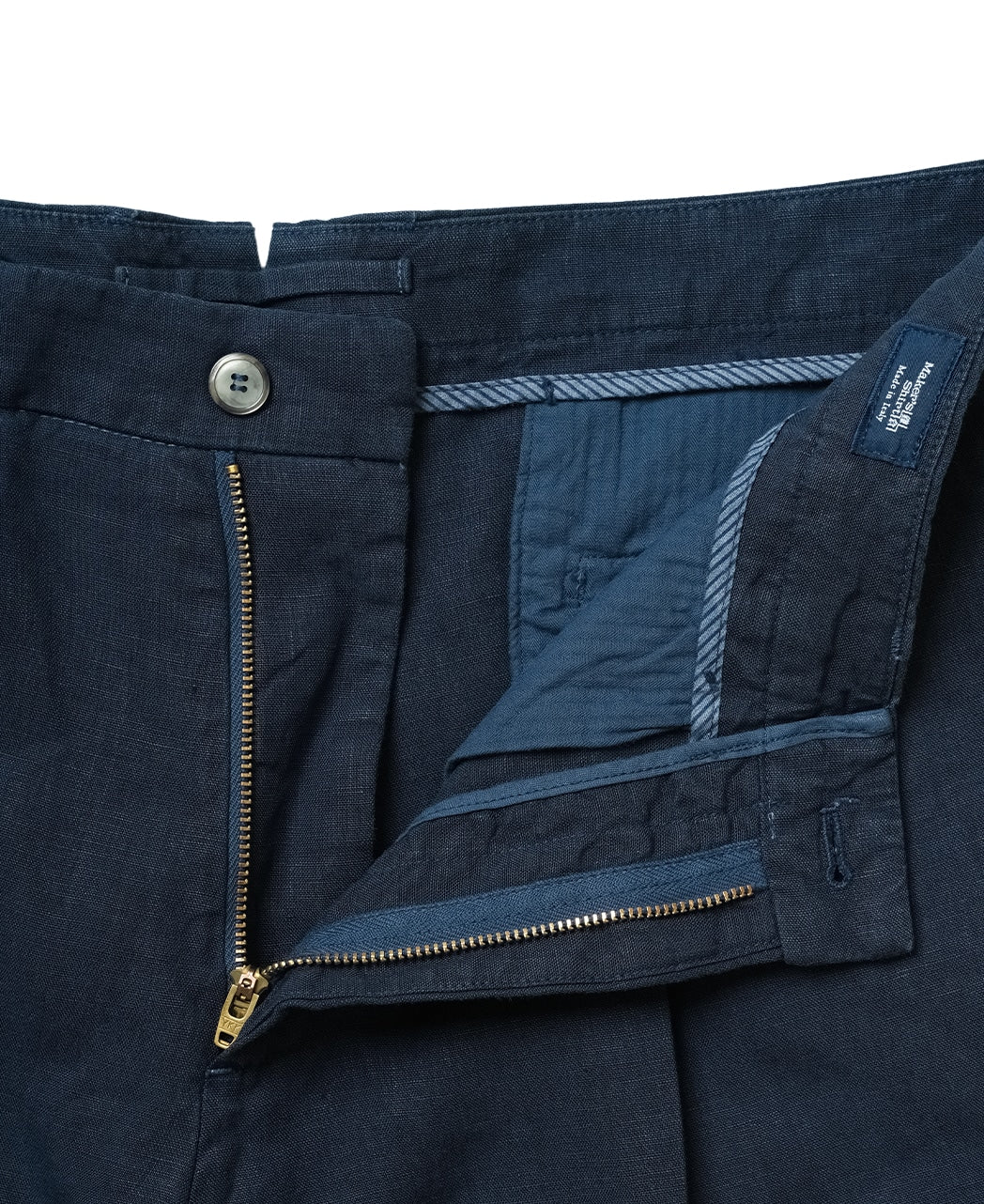 Napoli 亞麻雙摺短褲 Navy