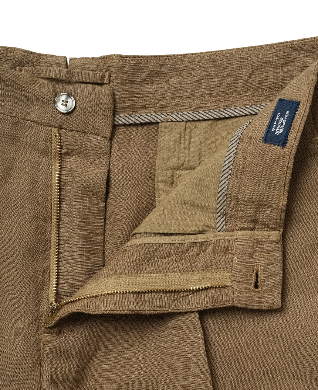 Napoli 亞麻雙摺短褲 Brown