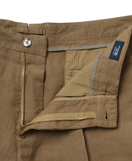 Napoli 亞麻雙摺短褲 Brown